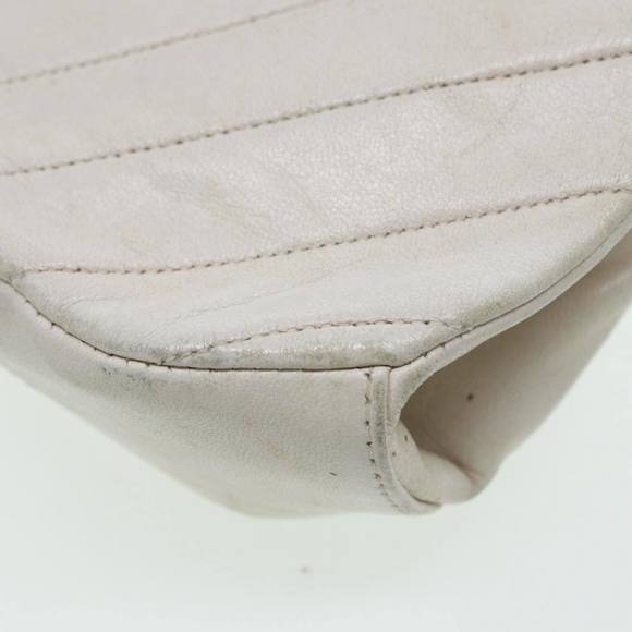 CHANEL V Stitch Chain Hand Bag Leather White CC Auth yk14103 - Picture 14 of 16